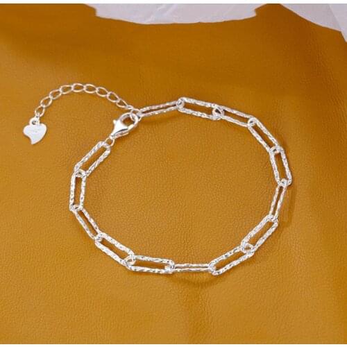 Elegant Fashion Silver Color Shiny Chain Bracelet Simple Light Luxury Bracelet for Women Hot Jewelry Gifts