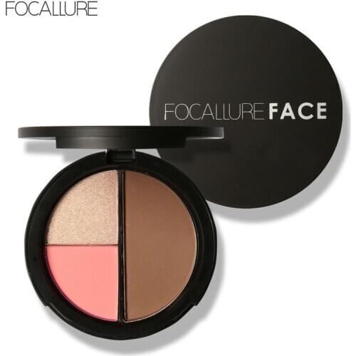 Focallure Blush Contour Highlight Palette 3 in 1 Face Makeup Set Long Lasting Highlighter Blusher Palette Natural Cosmetics