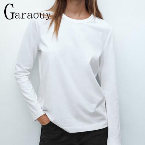 Женские однотонные футболки Garaouy China At AliExpress