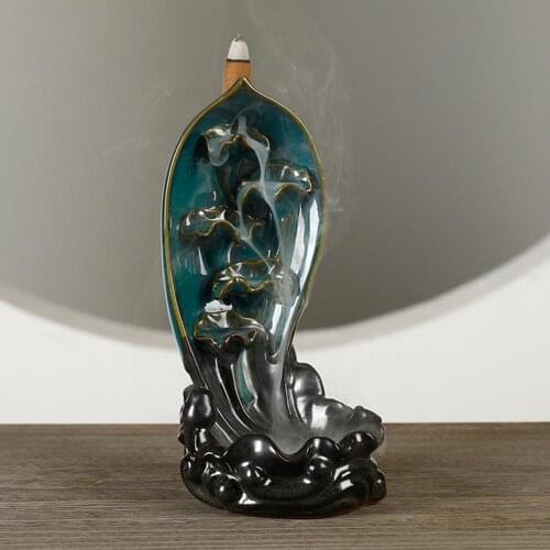 Mountain Backflow Incense Burner Waterfall Smoke Waterfall Incense Holder Ceramic Sandalwood Censer Office Desktop Ornament