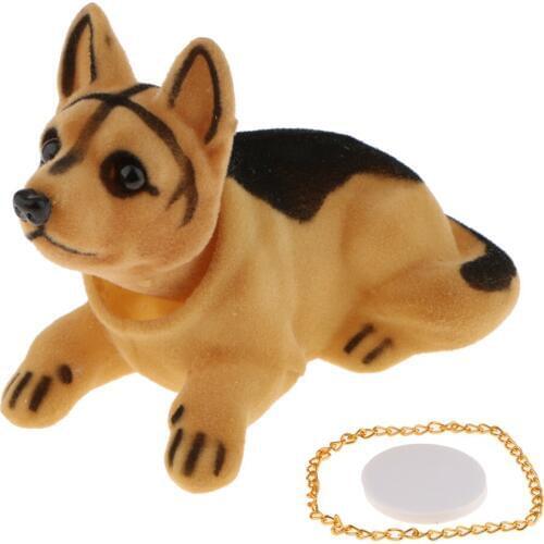 Nodding Dog with Golden Chain Ornaments Mini Bobble-Head Toys for Car Decoration (Black and Brown Collie)