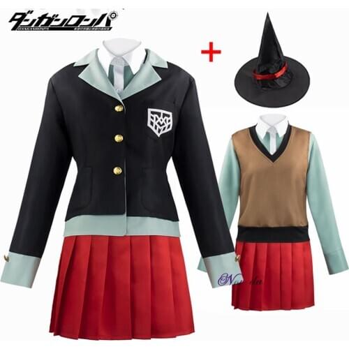 Danganronpa V3 Himiko Yumeno Cosplay Costume School Girl Uniform Women Outfit Halloween Party Skirt Suit Jacket+Shirt+Magic Hat