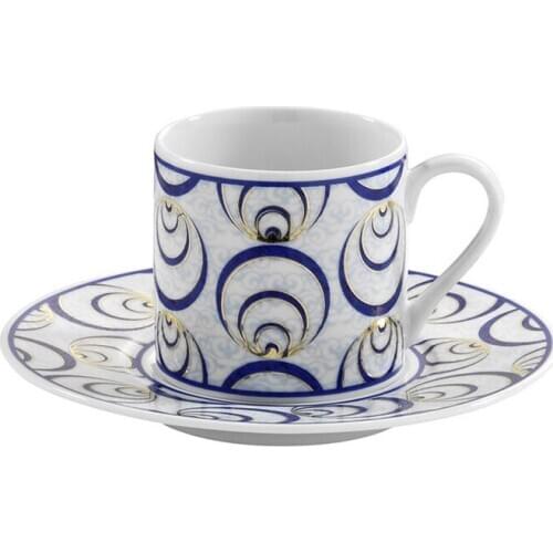 Kutahya Porcelain Cintemani Pattern 6 Person Coffee Cup Set Turkish Coffee Espresso Made in Turkey %100 Original