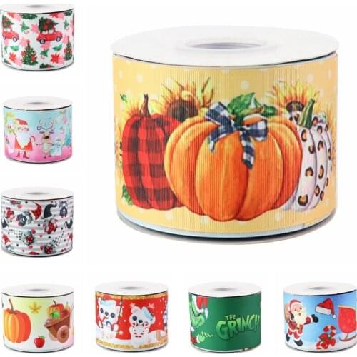 HSD Ribbon free shipping 3" 75mm heat transfer printed Denim fabric series Grosgrain Ribbon 50Yards per Roll