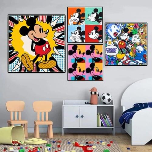 Disney Diamond Painting Cartoon Creative Black White Mickey Mouse Diamond Embroidery Full Cross Stitch Kits Mosaic Home Decor
