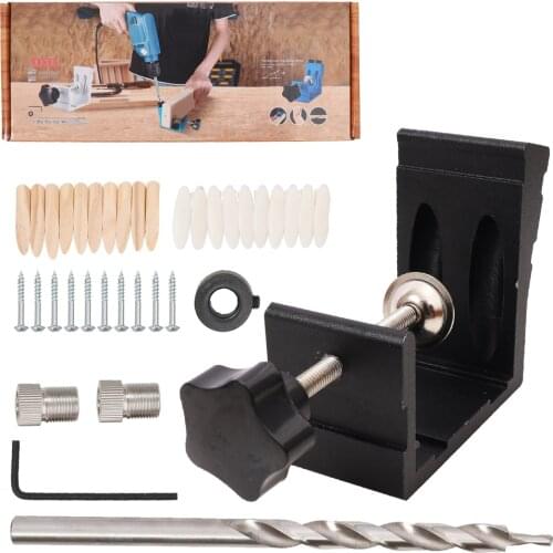 Woodworking Oblique Hole Locator Positioner Drill Bits Pocket Hole Jig Kit 15 Degree Angle Drill Guide Set Carpentry Tools