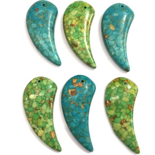 Natural Stone Pendant Blue turquoises irregular shape Pendants For Jewelry Making Charms diy Necklace Accessories size 24x52mm