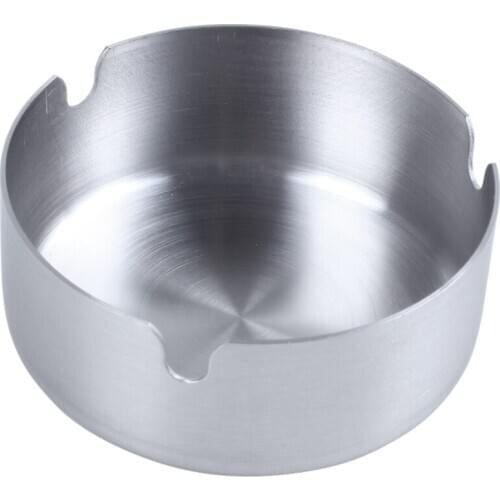 Stainless Steel Round Cigarette Ashtray 8cm Dia Silver Tone