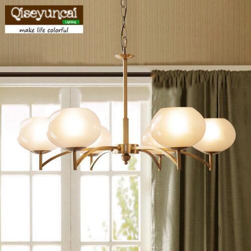Qiseyuncai 2018 new Nordic simplicity Brass chandelier American country dining room living room bedroom copper lighting
