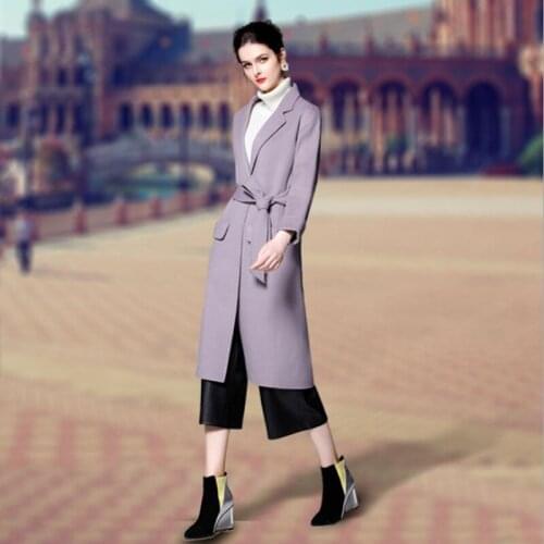 New style Winter Female Woolen Overcoat High-end Women Black Jacket Leisure Autumn warm Ladies Purple wear Slim Long Medium Coat