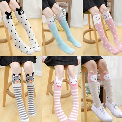 Autumn Period Childrens Socks Cotton Stereo Cat Ear Socks Girls Cartoon for Straight Baby Knee-high Socks Leg Warmers Animal