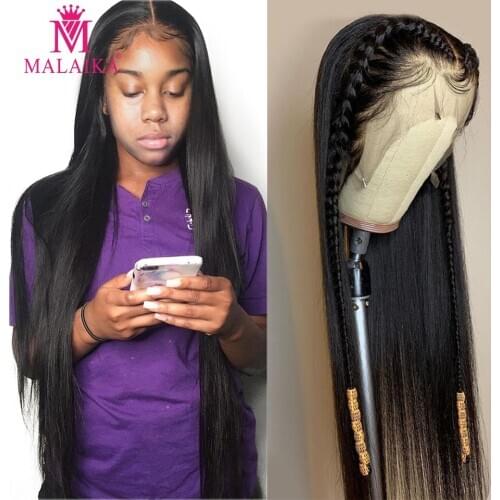 Malaika Straight 13x4 Lace Front Human Hair Wigs Brazilian Virgin Remy Hair For Black Women 360 frontal Full HD Transparent wig