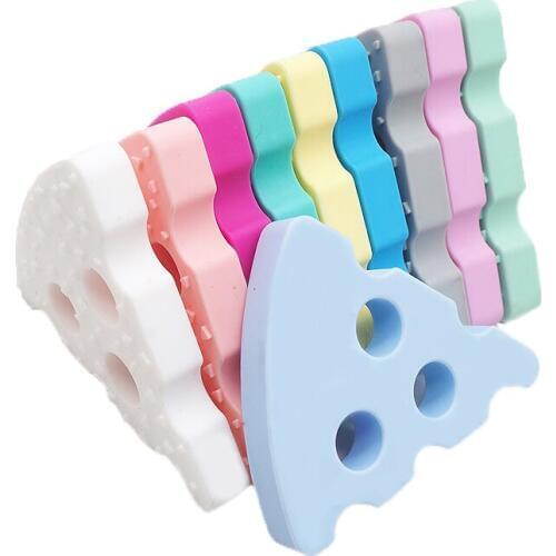 Chenkai 10PCS Cheese Baby Teether Silicone Teething Baby Pacifier Dummy Sensory Pendant DIY Infant Jewelry Making Accessory
