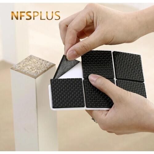 6PCS/SET Protective Anti-Slip Pads For Chair Table Legs 46x46mm Square Round Black Sticky Anti Vibration Non Slip Floor Mat