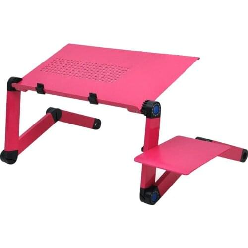 Adjustable Aluminum Laptop Desk Ergonomic TV Bed Laptop Tray PC Table Stand Notebook Table Desk Stand With Mouse Pad Pink
