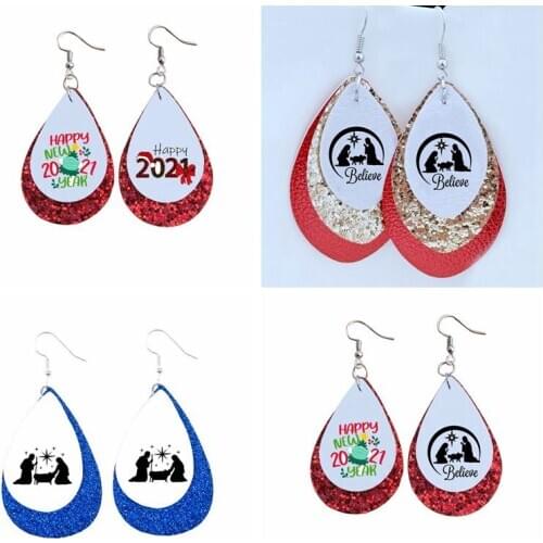 Christmas Gifts For Yourself Leather Earrings True Story Nativity Christmas Baby Jesus Scene Christian Silh