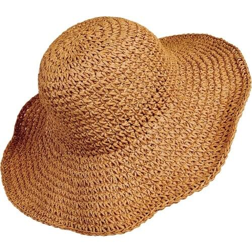 Women Summer Sun Hats Straw Paper Beach UV Protection Large Wide Brim Summer Hat For Lady Girls New