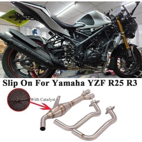Slip On For Yamaha YZF R25 R3 MT-03 Motorcycle Exhaust Pipe Escape Front Middle Link Pipe With Catalyst Connect Original Muffler