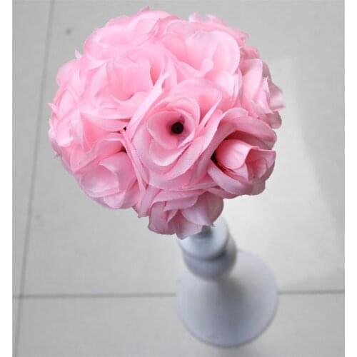 SPR Celebration decoration flower ball,party decoration,15pcs/lot,15cm pink wedding silk kissing ball-pink