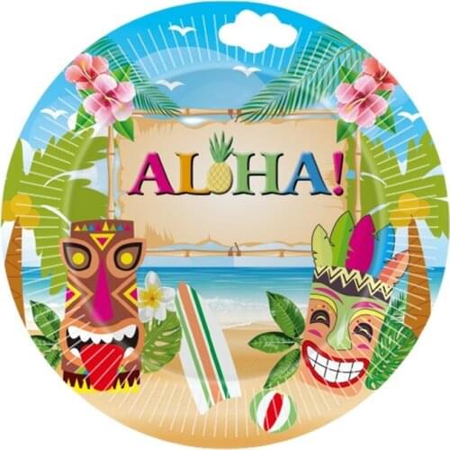 Jungle Samba Theme Disposable Tableware Birthday Sandy Beach Hawaii Kids Disposable Plates And Cups Knife Fork Spoon Wholesale