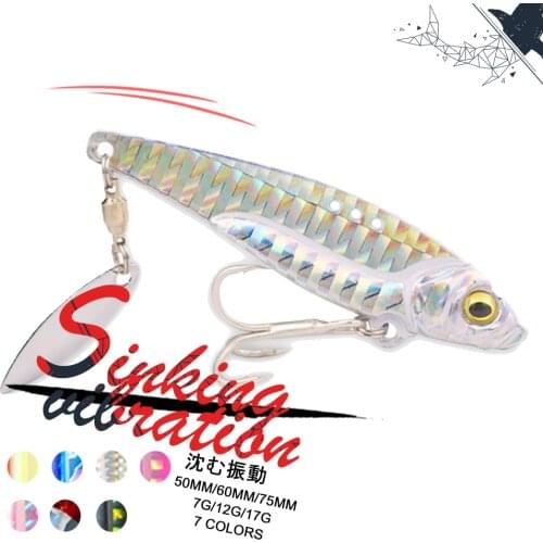 1PCS 7G/12G/17G VIB Vibration Bait 3D Eyes Sinking Fishing Lures Metal Bait Spinner Spoon Winter Fishing Tackle