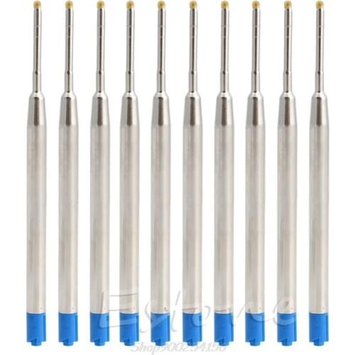 10pcs Universal Standard Style Blue/black Ink 1MM Medium Nib Ball Point Pen Refills Jy17 20 Dropship
