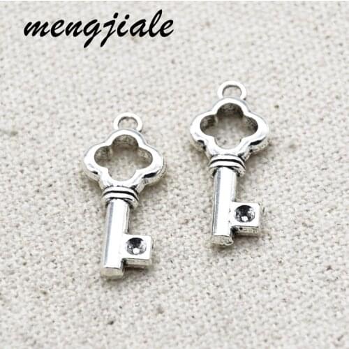 20pcs Silver Color Vintage Metal Alloy Key Charms For DIY Jewelry Making Accessories