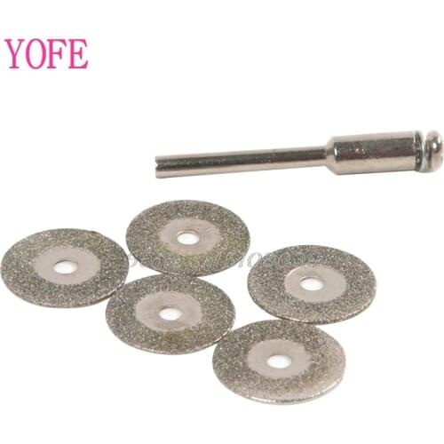 5Pcs 22mm Emery Diamond Cutting blades Drill Bit+1 Mandrel For Dremel Set New S08 Wholesale&DropShip