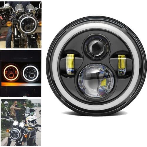 7 Inch Motorcycle LED Headlight 40W White Amber Halo Angle Eyes For Yamaha Motorbikes Car Headlamp