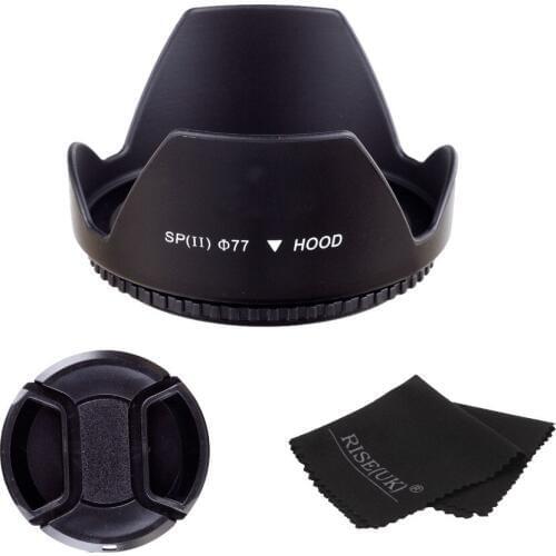 77MM Lens Hood + Cap + clean cloth for Nikon canon sony pentax camera with 77mm lens