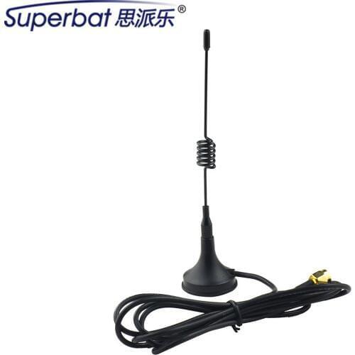 Superbat 433Mhz 3dbi Antenna SMA Plug Vertical Black Magnetic Omni Antenna Radio Aerial Signal Booster 150cm Cable for Ham Radio