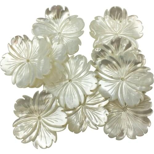 10pcs Wholesale Jewelry 20mm Beautiful White Mother of pearl Shell Art Flower women Pendant Bead C8320