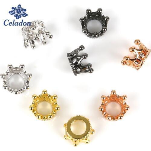 2pcs/lot Gold Gunmetal Silver Color Crown Beads for Jewelry Making DIY Alloy Spacer Beads Charms Fit Bracelet Jewelry Accessorie