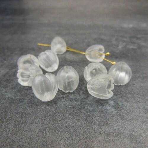 10pc Handcarved Quartz Tulip Crystal Lily of the valleyLoose Bead Components Natural Stone Beads For Jewelry Making 11mm DYL0130