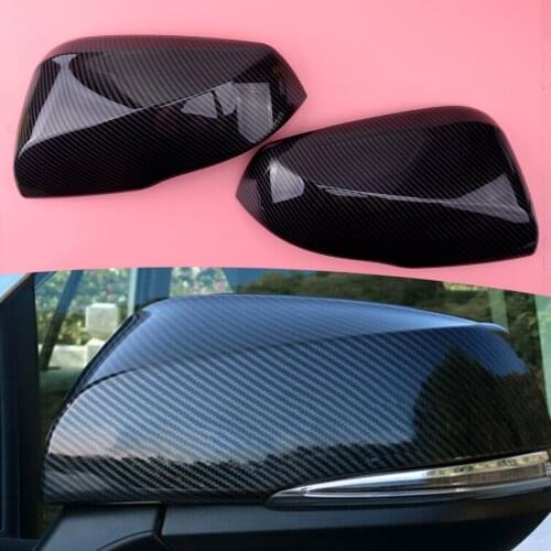 Carbon Fiber Texture Black Rearview Mirror Cover Trim ABS Plastic fit for Toyota Highlander 2020 2021