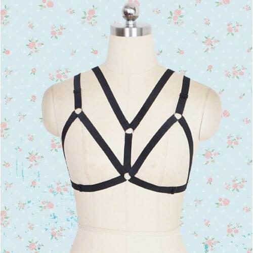 CUSTOMED BLACK CUPLESS BRA BONDAGE CAGE BODY HARNESS TOP PUSH UP accessories porte jaretelles sexy bdsm bra liga nupcial