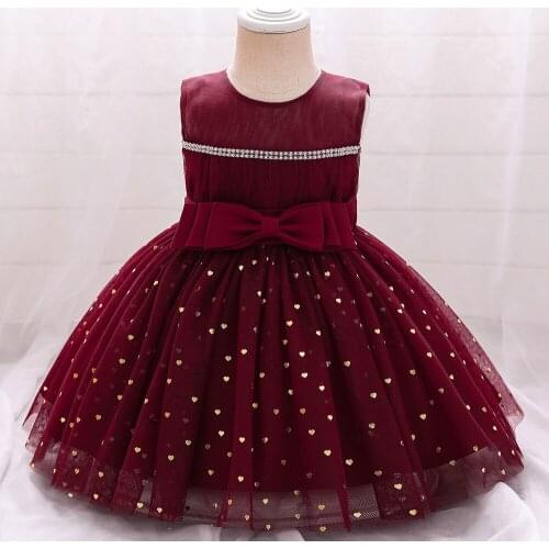 Flower Girls Tutu Dress Baby Kids Birthday Party Wedding Costume Short Girl Bridesmaid Red Tulle Dress with Bow