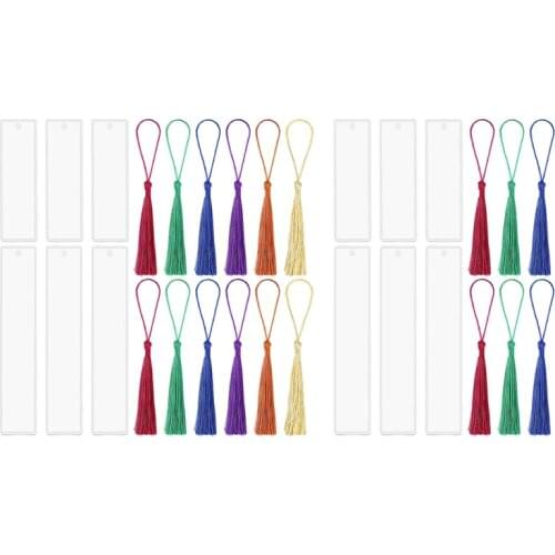 DIY Bookmark Resin Mold Rectangle Bookmark Silicone Molds with 6 Pieces Colorful Tassels for Jewelry DIY Craft