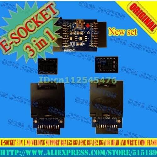 E-SOCKET 3 in 1.No welding Support BGA153 BGA169E BGA162 BGA186 read and write eMMC Flash work with jtag box