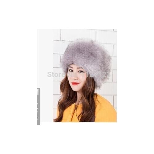 French grey The new hat Qiu dong is high quality imitation fox fur the whole skin circle cap Warm ladys imitation fur hats