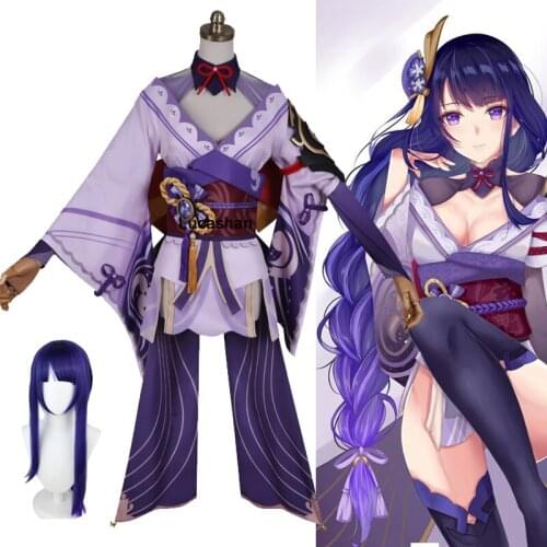 Genshin Impact Baal Cosplay Costumes Dresses Wig Shogun Raiden Sexy Kimono Suits Halloween Clothes Women Birthday Dress Full Set