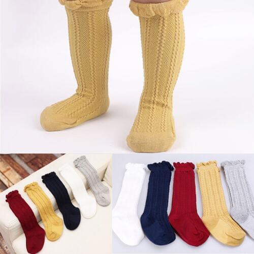 Pudcoco 2020 Toddler Baby Girl Knee Stockings Solid Hosiery Leg Warm Breathable Baby Infant Knit Over Thigh Cotton Stockings