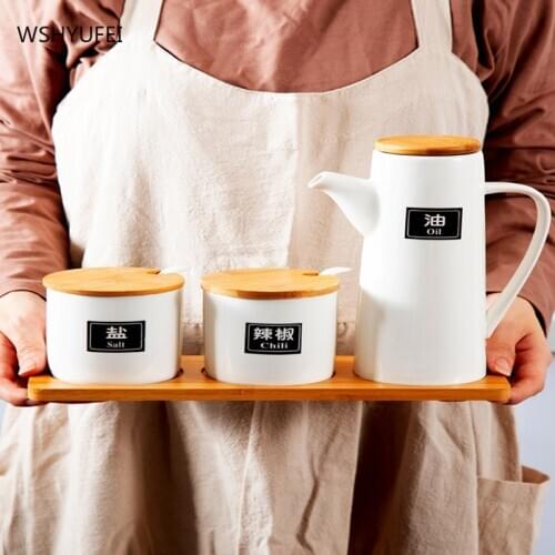 Ceramic oil tank, vinegar tank, restaurant kitchen cooking wine bottle, household large-capacity soy sauce bottle set tool