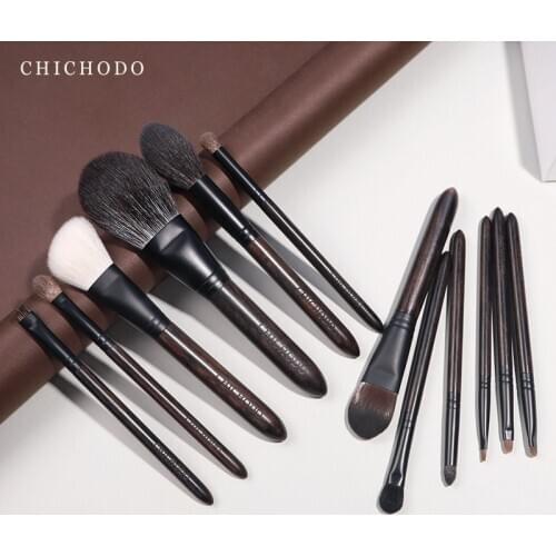 CHICHODO Makeup Brush-Classical 12pcs natural hair professional make up brushes set-2 handle styles-animal hair beauty pen
