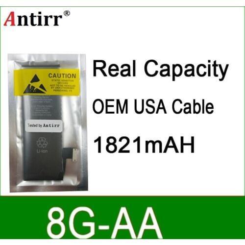 10pcs/lot Real Capacity China Protection board 1821mAh 3.7V Battery for iPhone 8G zero cycle replacement repair parts 8G AA