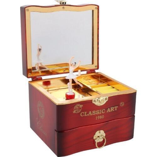Classic Rotating Dancer Ballerina Piano Music Box Clockwork Plastic Jewelry Box Girls Hand Crank Music Mechanism Christmas Gift