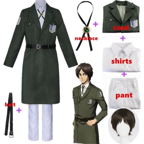 Anime aot Season 4 Cosplay Costume Levi Ackerman Trench Attack on Titan Wigs Mikasa Shingeki No Kyojin Hange Sasha Eren Outfit