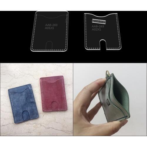 Leather diy handmade craft tool leather bag card case coin purse pattern acrylic transparent template cutting pattern