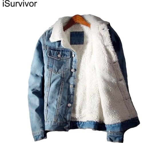 Men Denim Jacket Trendy Winter Warm Fleece Coats Mens Outwear Fashion Jean Jackets Male Cowboy Casual Clothes Plus US Size 4XL