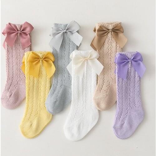 5 Pairs/lot New Bow Fishnet Ankle High Socks Baby Girls Kids Lace Mesh Socks Baby Girls Kids Toddler Stockings for Girls